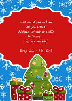 Cartão com árvore de Natal decorada