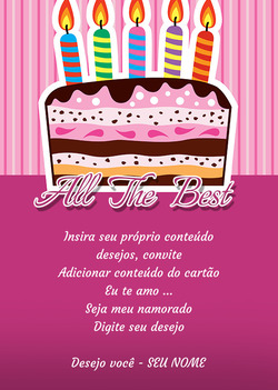Cartão com um bolo de aniversário