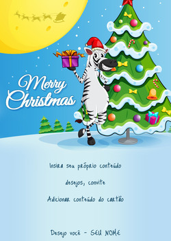 Cartão com zebra de natal