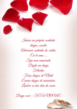 Cartão de casamento com pétalas de rosa