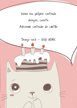 Cartão de gatinho com bolo