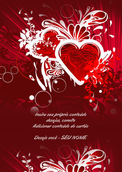 Cartão Decorativo com Corações Vermelhos