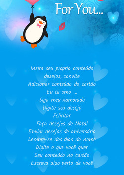 Cartão Pinguim com Coração